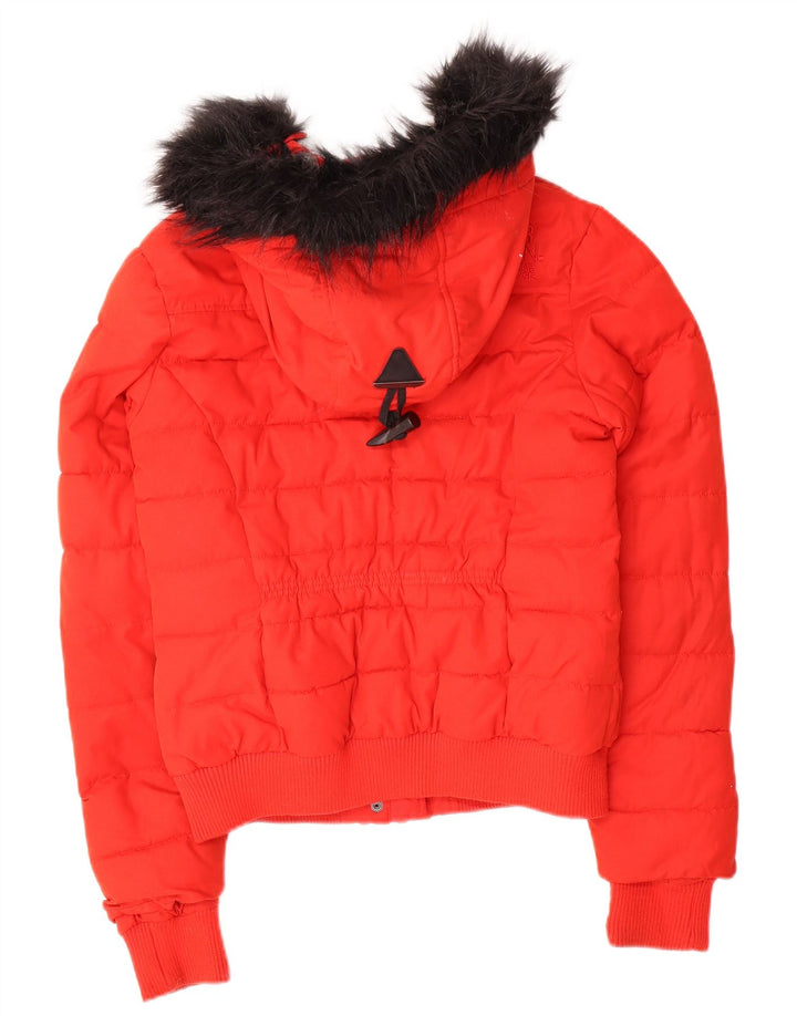 Женская утепленная куртка с капюшоном Superdry UK 10, маленький красный полиэстер