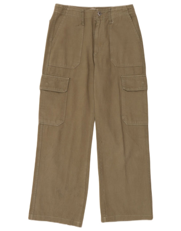 Женские прямые брюки карго Zara EU 38, маленькие W28 L26, хлопок цвета хаки