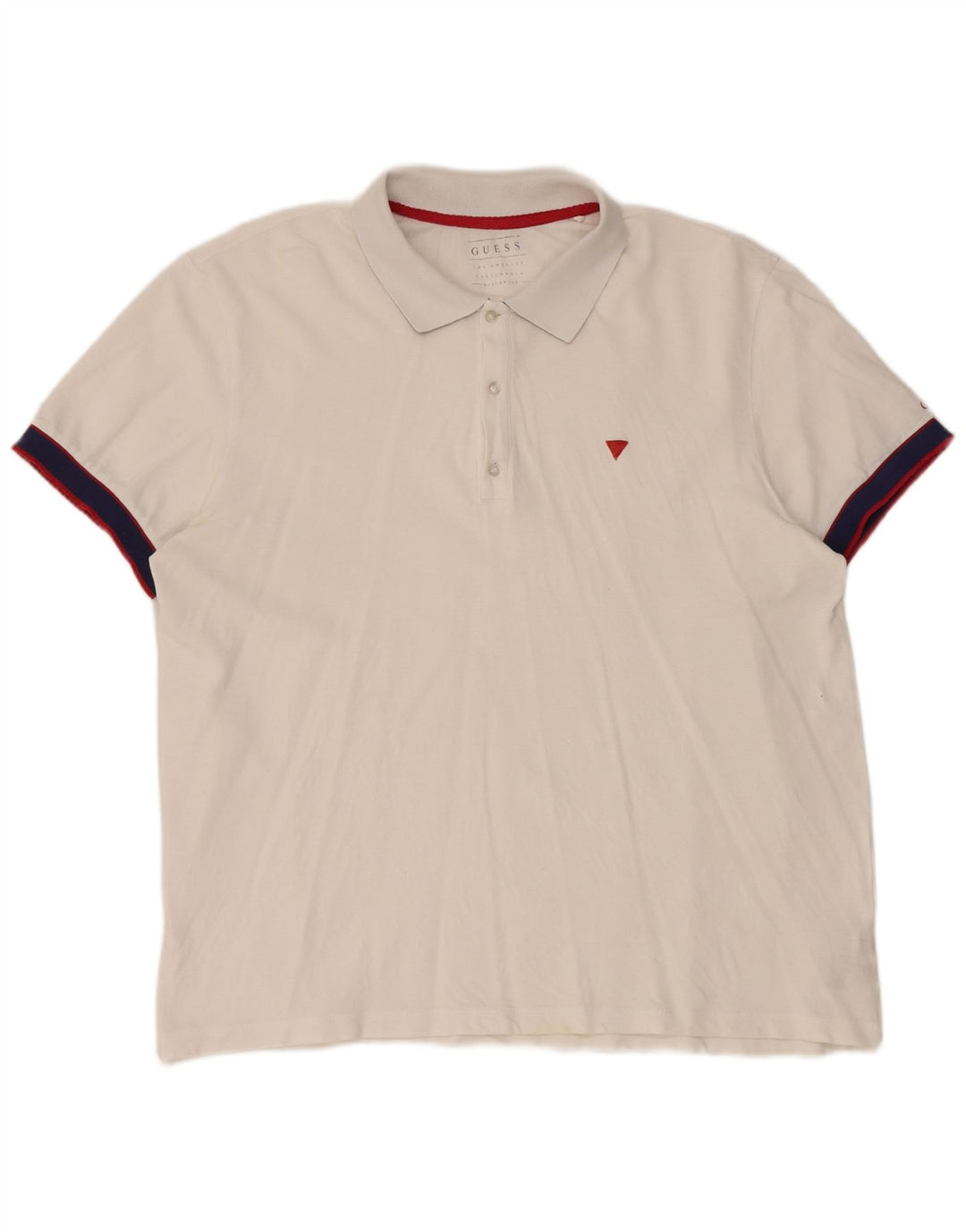 Мужская рубашка-поло Guess 2XL, белая, хлопковая с цветными блоками