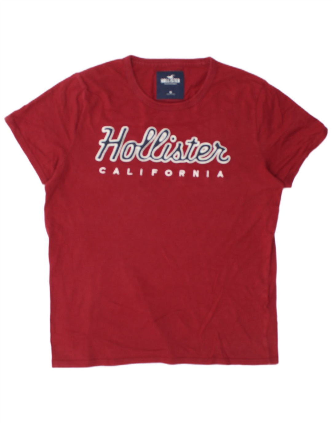 Hollister Мужская футболка с рисунком Топ среднего красного цвета из хлопка