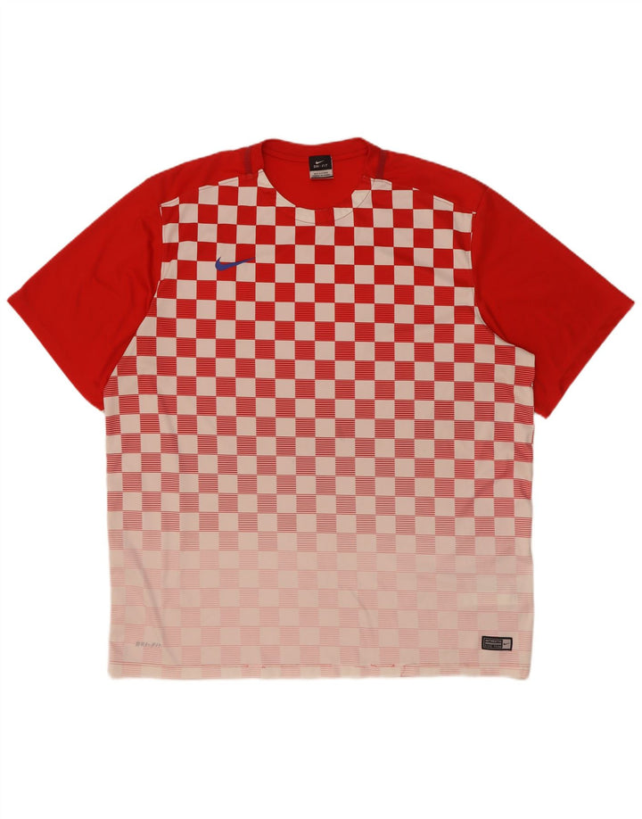Мужская футболка Nike Dri Fit 2XL, красный полиэстер с геометрическим рисунком