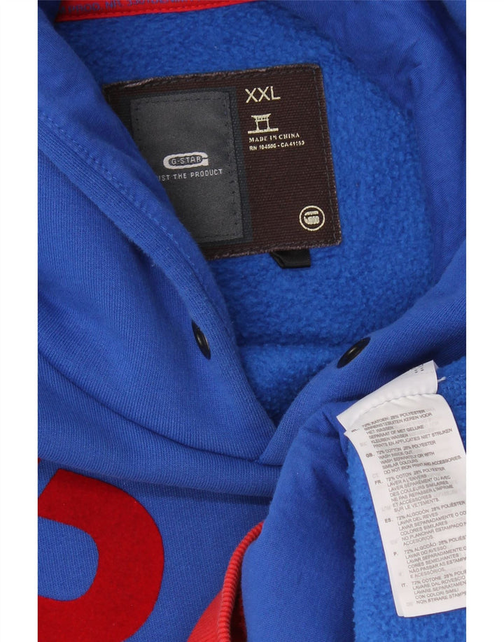 Мужской джемпер с капюшоном G-STAR с рисунком, 2XL, синий, хлопок с цветными блоками