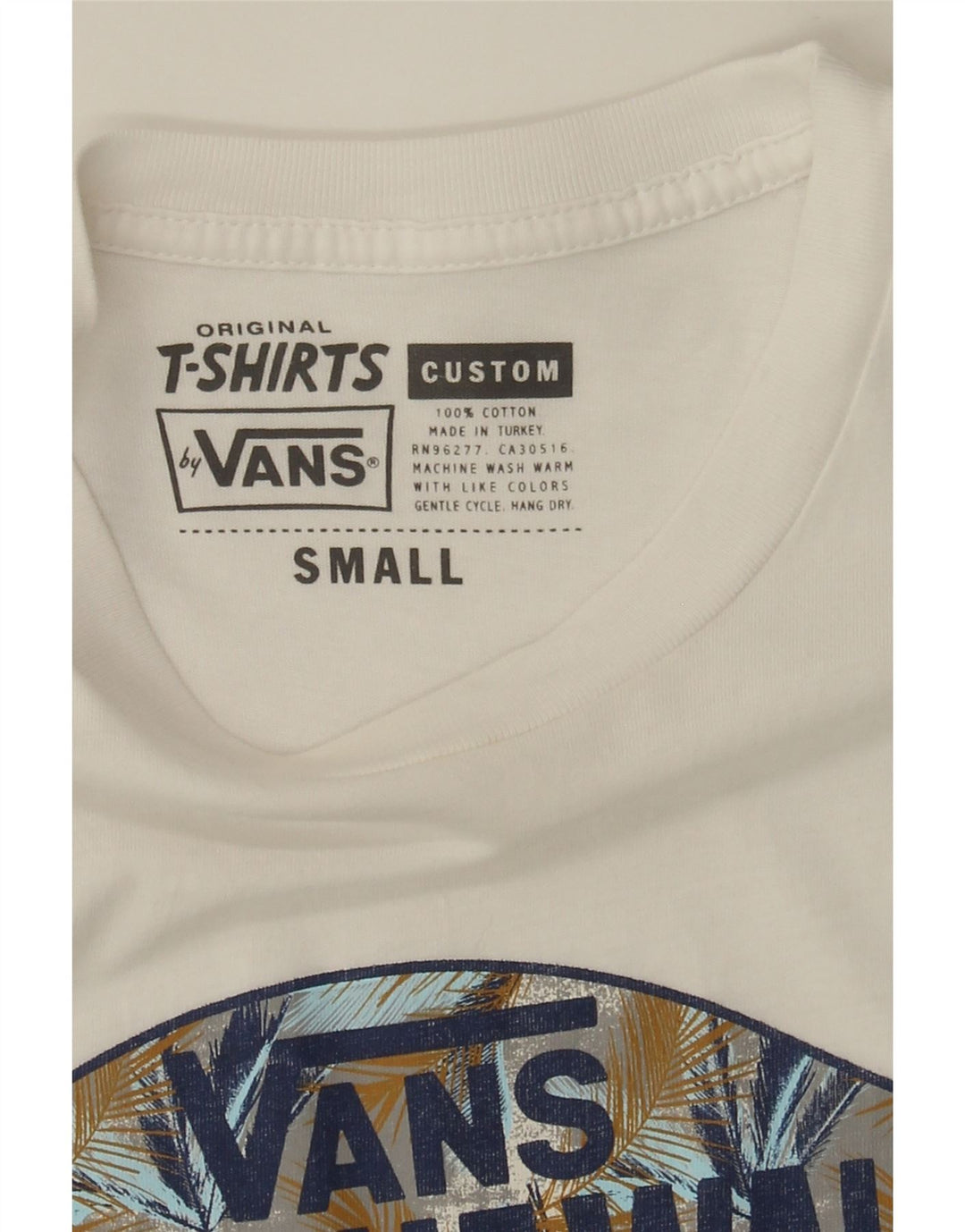 VANS Mens Custom Fit Graphic T-Shirt Top Small White Cotton Vintage Vans and Second-Hand Vans from Messina Hembry 