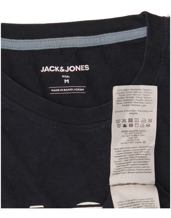 Мужская футболка с рисунком Jack & Jones, темно-синий, хлопковый топ среднего размера