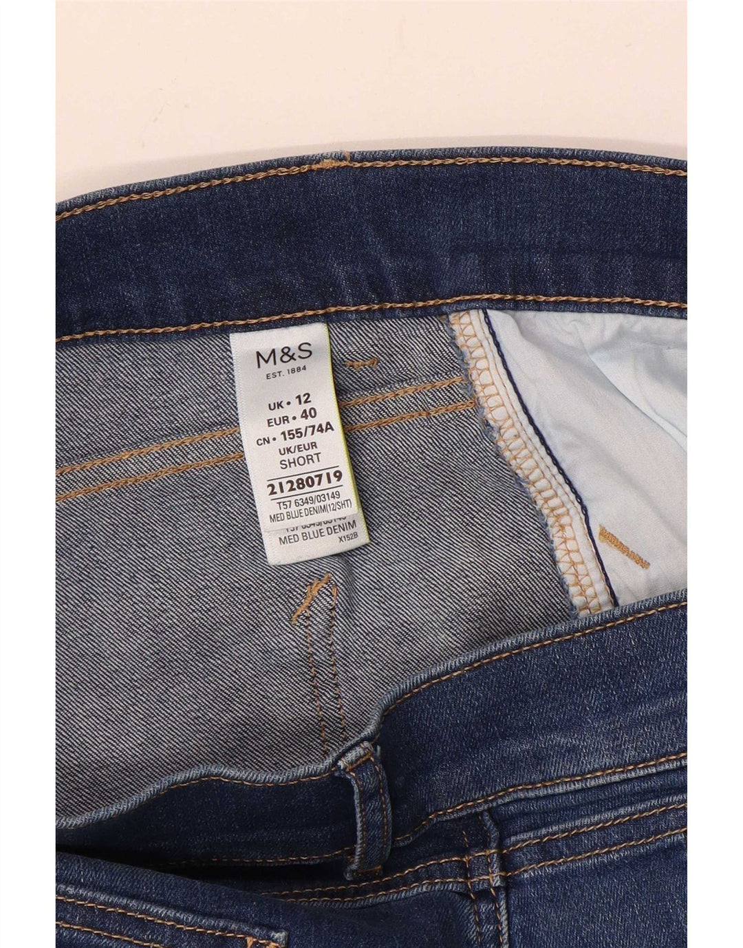 Женские джинсы узкого кроя Marks & Spencer UK 12, средние W30 L28, синие, хлопок