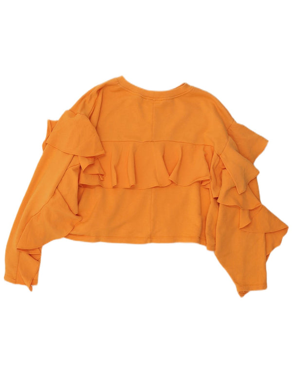 Женский укороченный топ с оборками спереди и длинными рукавами Zara UK 16, большой желтый хлопок