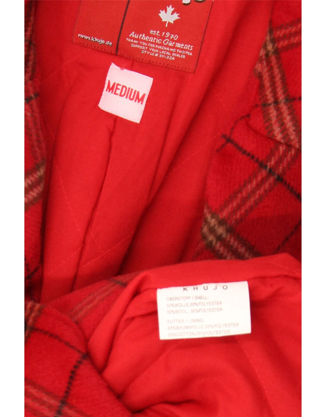 KHUJO Женское двубортное пальто UK 12 Medium Red Check Wool