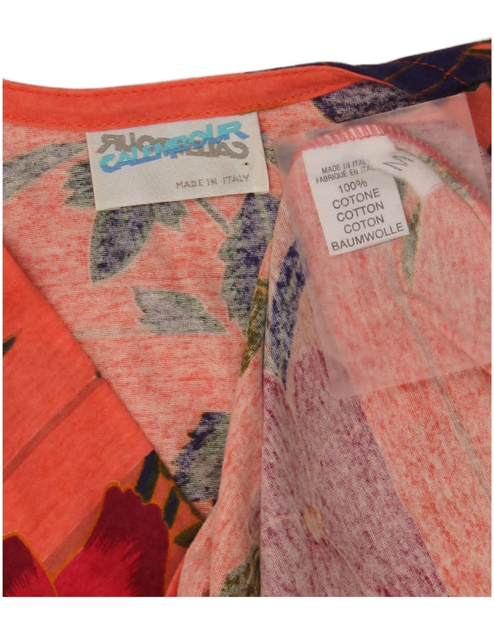 Женская блузка VINTAGE Top UK 14, хлопок среднего оранжевого цвета с цветочным принтом