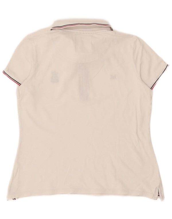 Женская рубашка поло Crew Clothing UK 12, средний белый цвет с цветными блоками
