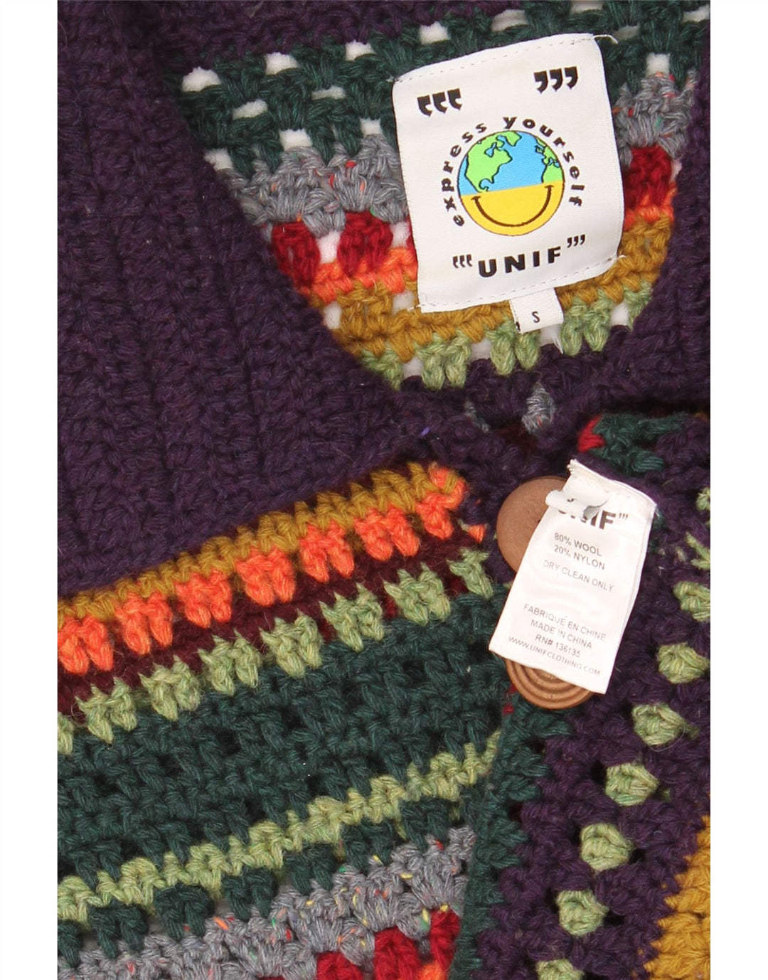 Женский свитер-кардиган оверсайз Unif UK 10, маленький, в разноцветную полоску