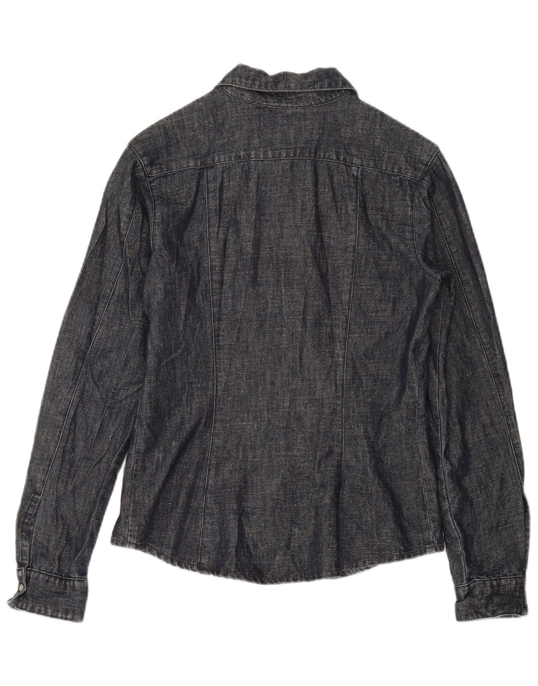 Винтажная женская рубашка UK 12, средний темно-синий