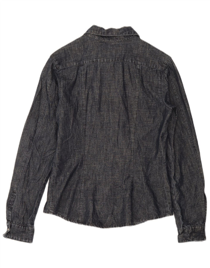 Винтажная женская рубашка UK 12, средний темно-синий