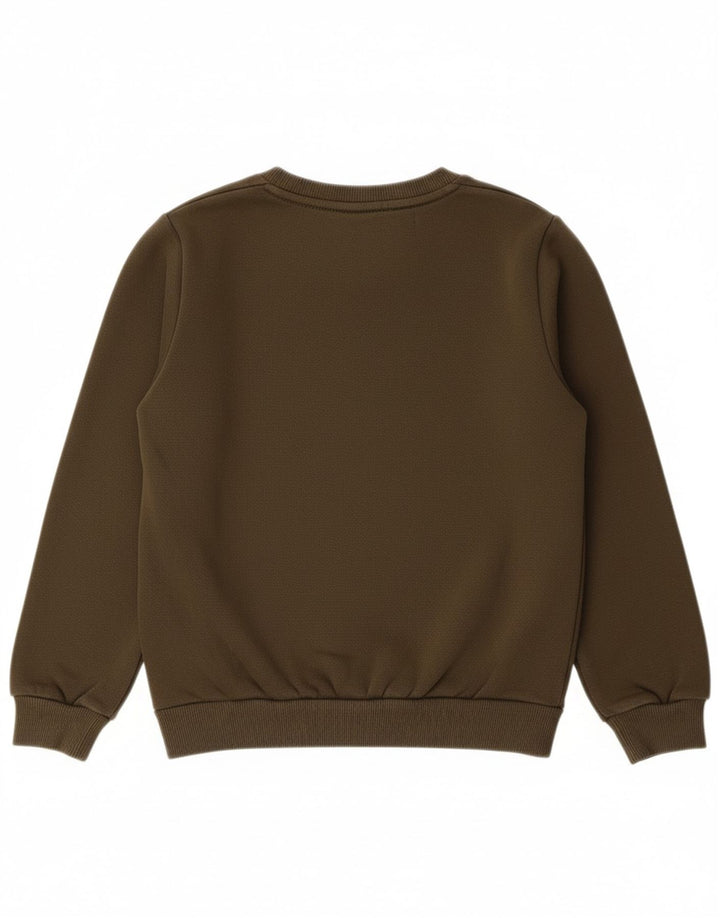 PUMA Boys Graphic Sweatshirt Jumper 9-10 Years Khaki Cotton