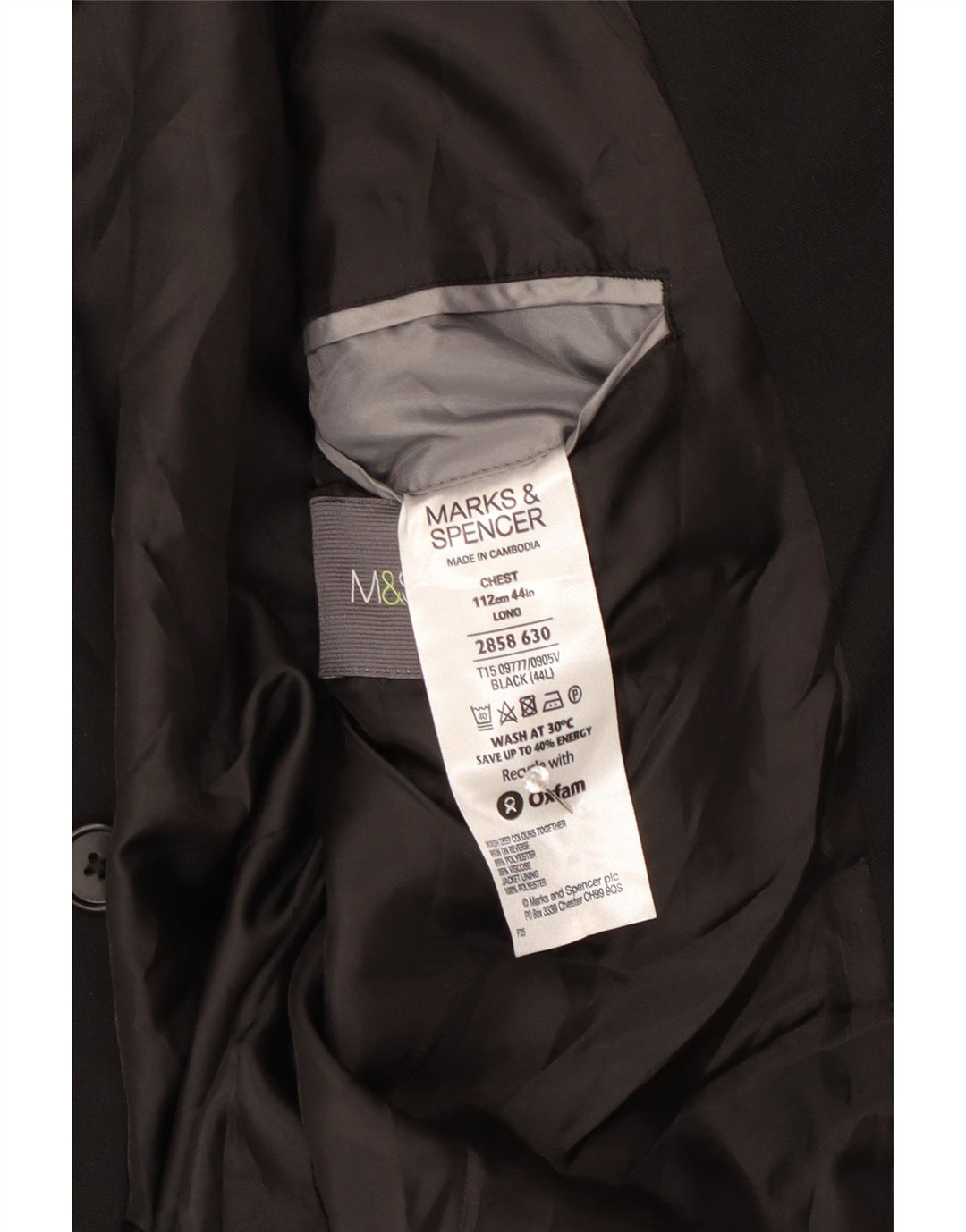 Мужской пиджак на двух пуговицах Marks & Spencer UK 44 XL, черный полиэстер