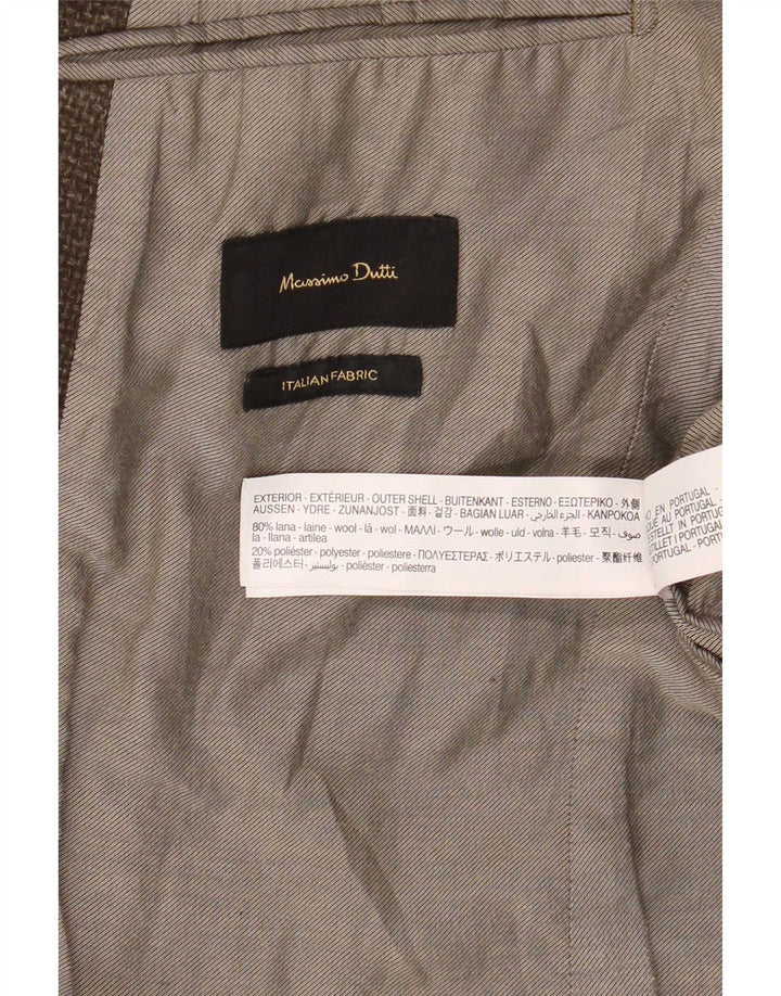 Мужской пиджак Massimo Dutti на 2 пуговицах EU 50, средний коричневый, шерсть