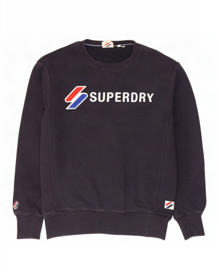 Мужской свитшот с рисунком Superdry, средний темно-синий хлопковый джемпер