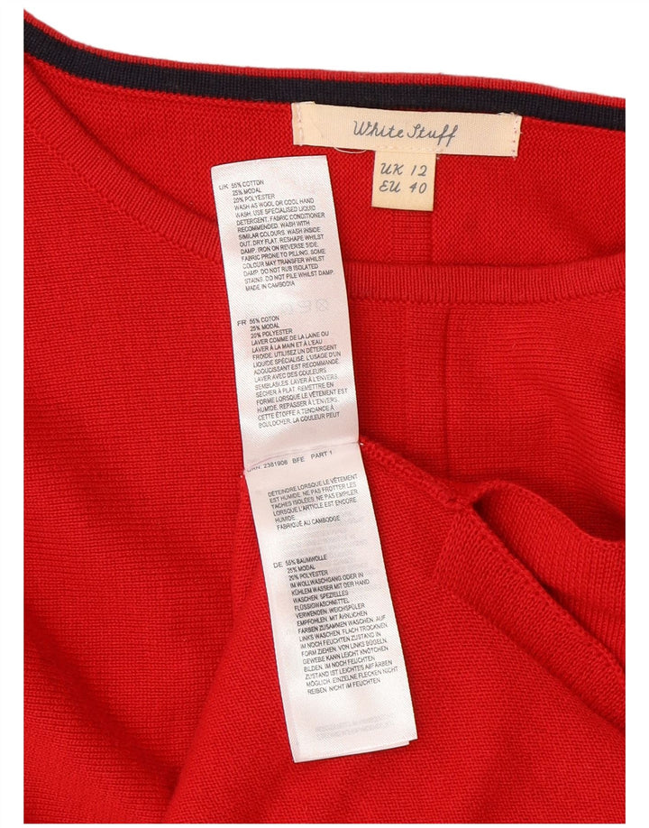 Женский джемпер с вырезом «лодочка» White Stuff UK 12, хлопковый средний красный цвет