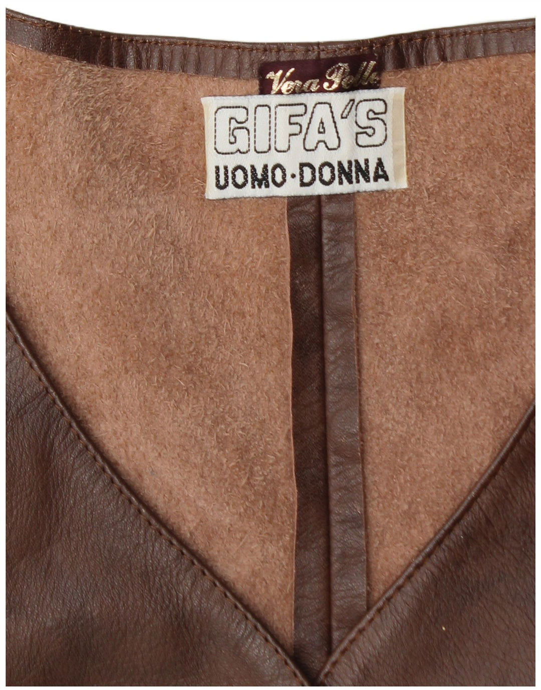 VINTAGE Женский кожаный жилет IT 48 XL Коричневый кожаный