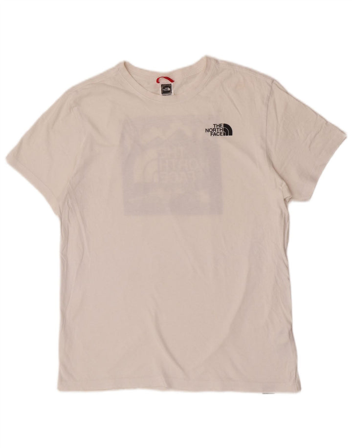 Мужская футболка с рисунком The North Face, хлопковый топ среднего размера, белый