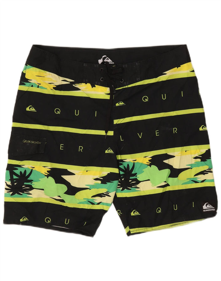 Мужские шорты для плавания Quiksilver с графическим рисунком, полиэстер, большие черные полоски