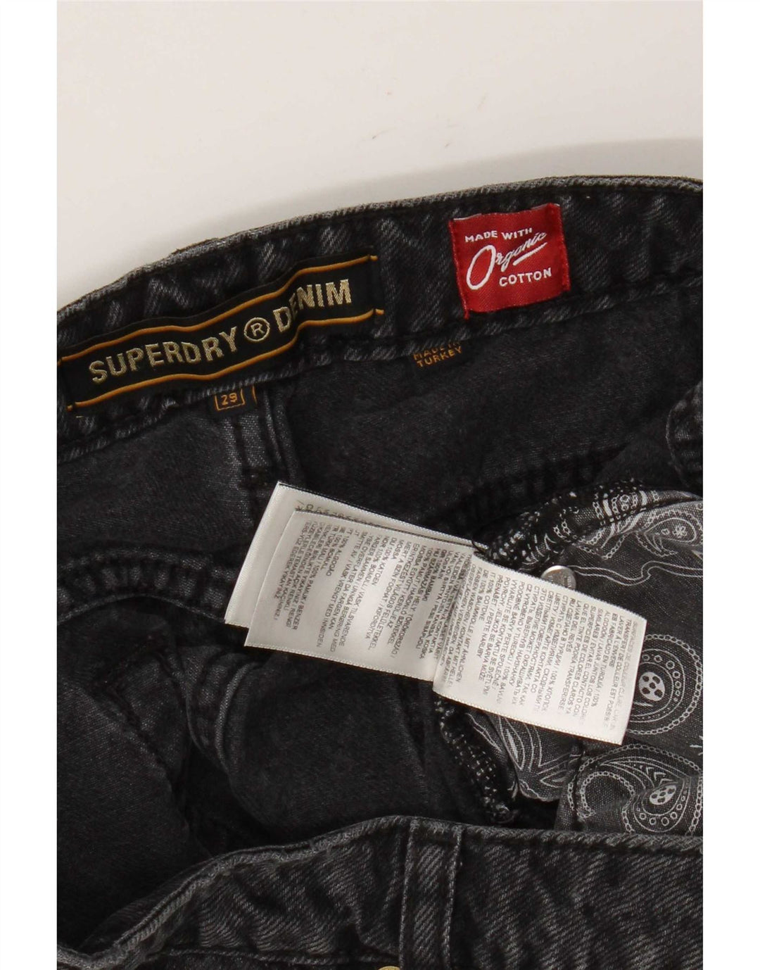 Женские джинсовые шорты Superdry W29, хлопок среднего серого цвета с геометрическим рисунком