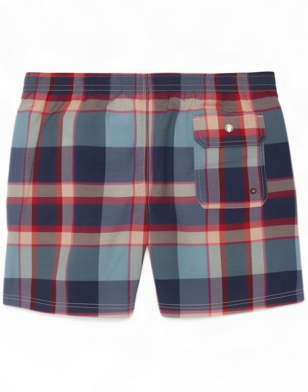 Massimo Dutti Mens Swimming Shorts Large Multicoloured Plaid Polyester