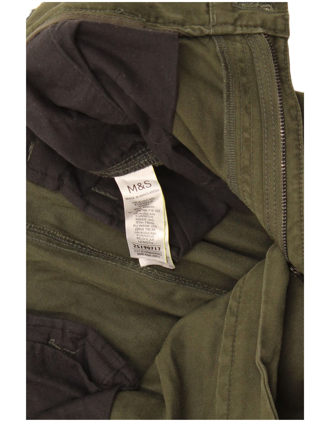 Мужские прямые брюки-карго Marks & Spencer W40 L31, хлопок цвета хаки