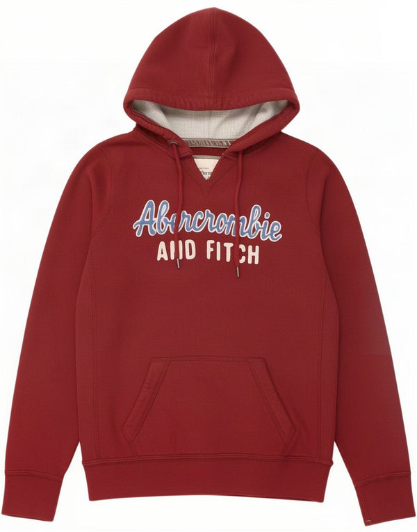 Abercrombie & Fitch Womens Graphic Hoodie Jumper UK 14 Large Red Cotton