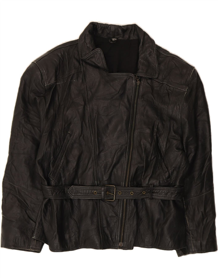 VINTAGE Womens Leather Biker Jacket UK 18 XL Black Leather Vintage Vintage and Second-Hand Vintage from Messina Hembry 