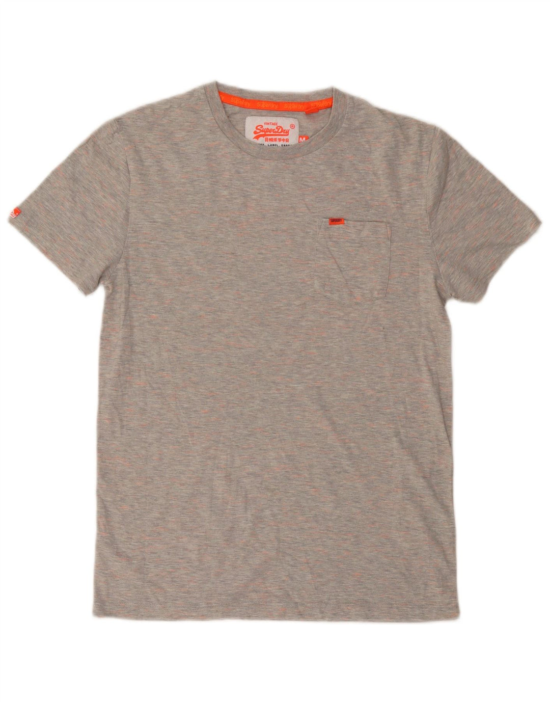 SUPERDRY Мужская футболка из хлопка среднего серого цвета с крапинками