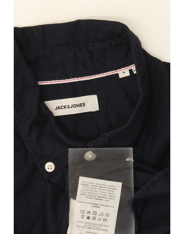 Мужская рубашка Jack & Jones, темно-синяя, хлопковая, большая