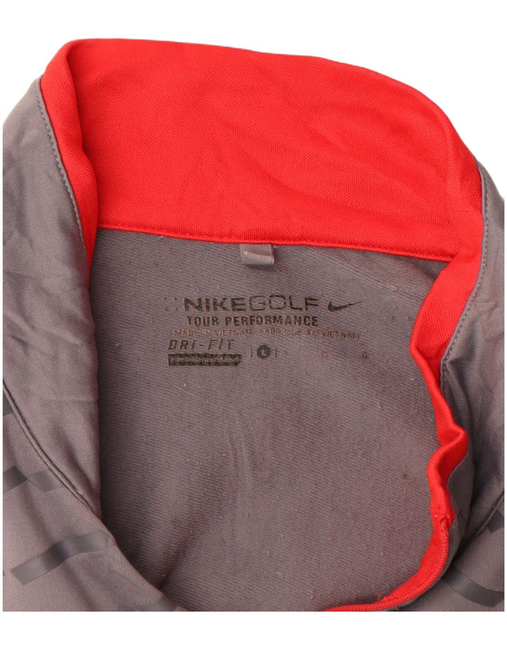 Мужской пуловер с воротником на молнии Nike Dri Fit, большой серый в полоску