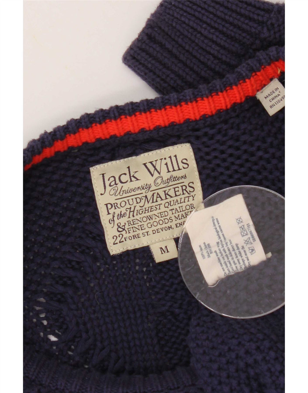Мужской джемпер с вырезом лодочкой Jack Wills, средний темно-синий хлопковый свитер