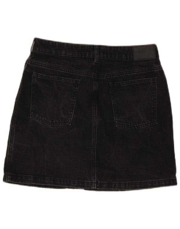 JACK WILLS Женская мини-джинсовая юбка UK 10, маленькая W27, черный хлопок