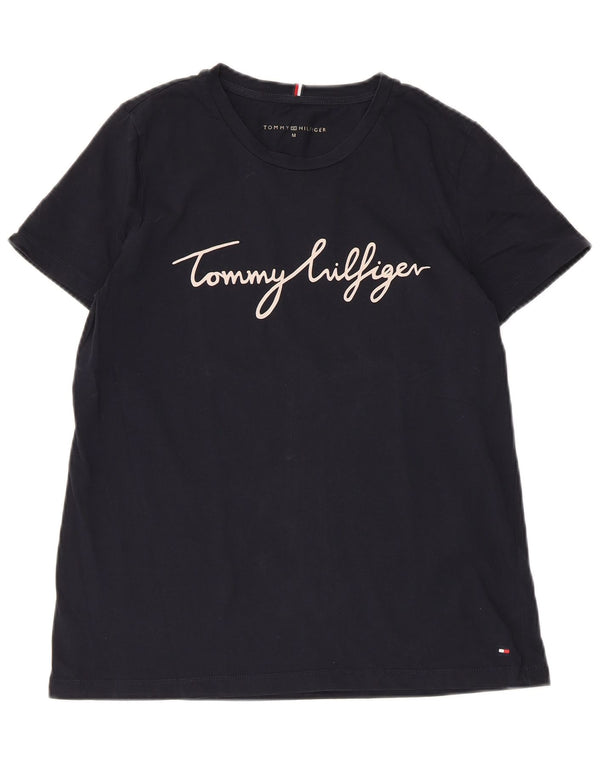 TOMMY HILFIGER Женская футболка с рисунком Top UK 12 Medium Navy Blue Хлопок