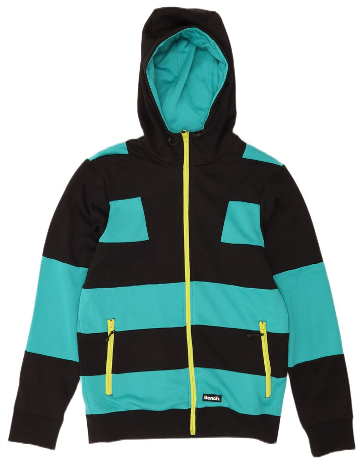 Мужской свитер с капюшоном на молнии Bench, средний черный, полиэстер с цветными блоками