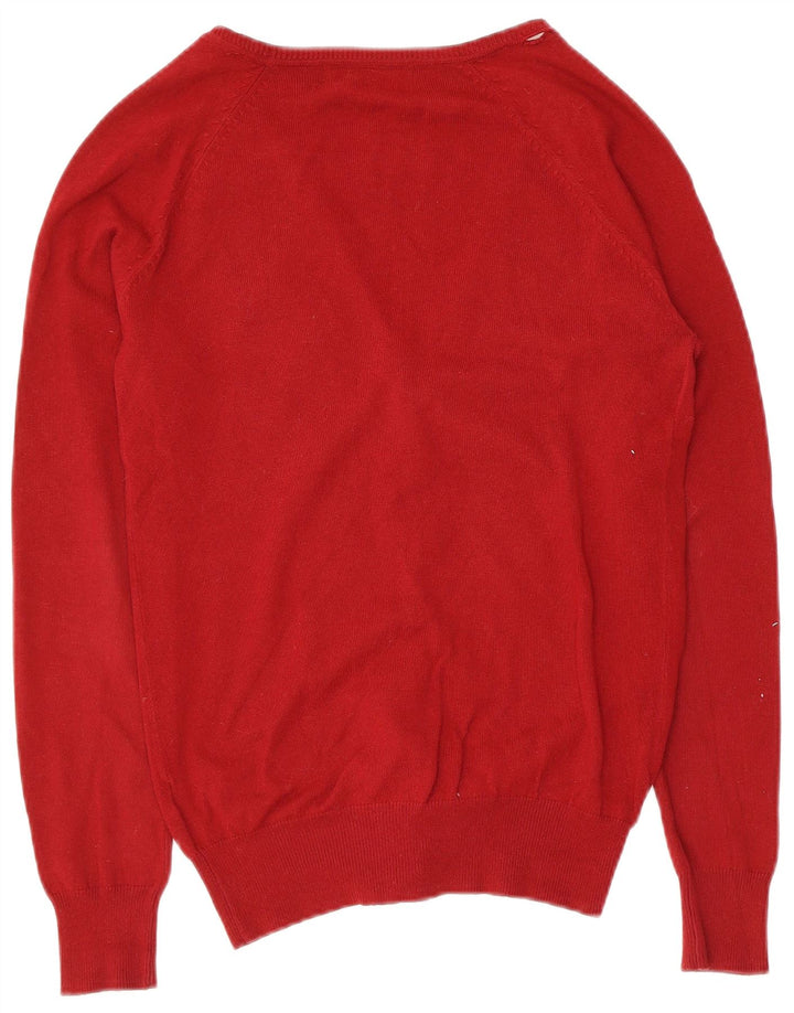 Женский кардиган Zara UK 12, хлопковый средний красный цвет