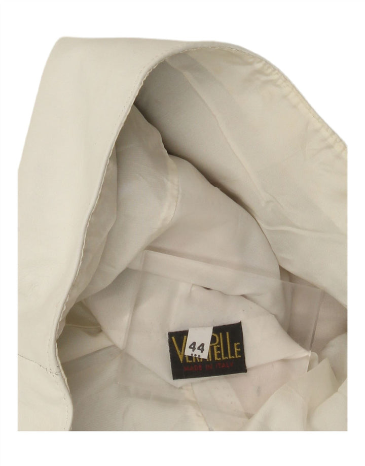 Винтажная женская кожаная юбка IT 44 Medium W28 Белая кожа