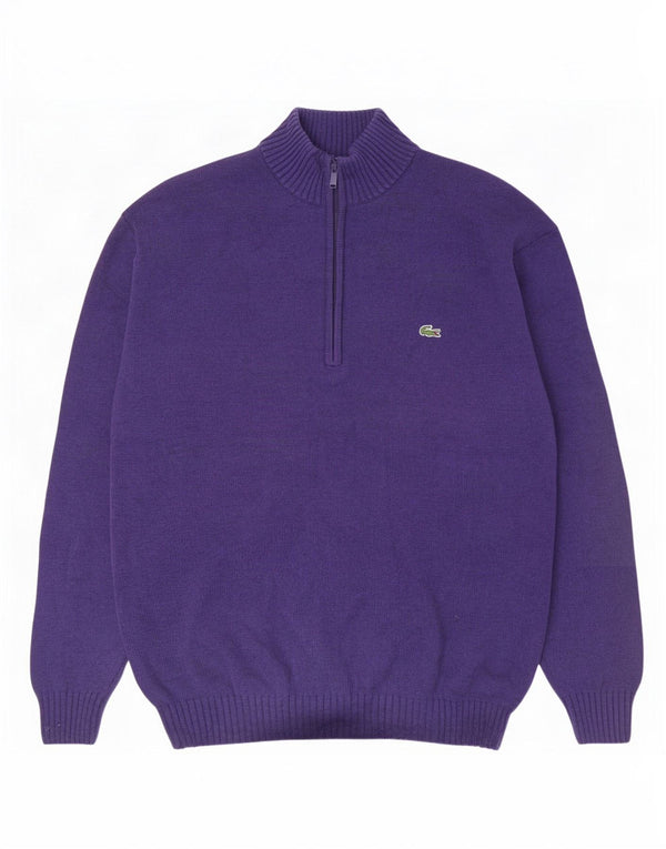 Мужской свитер Lacoste с воротником на молнии, размер 7, 2XL, фиолетовый хлопок