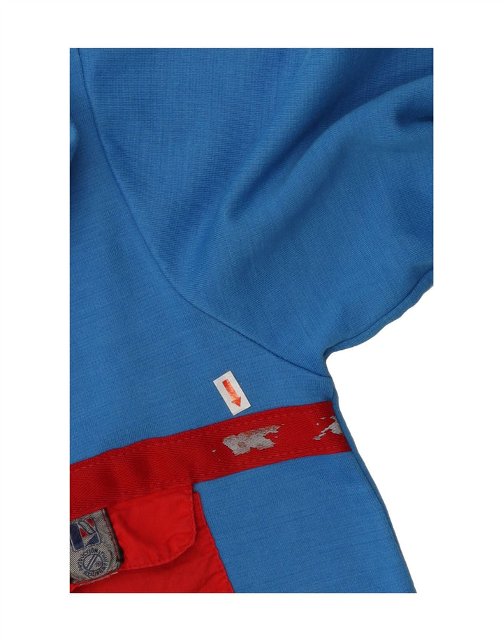 VINTAGE Mens Sweatshirt Jumper IT 50 Large Blue Colourblock Cotton Vintage Vintage and Second-Hand Vintage from Messina Hembry 