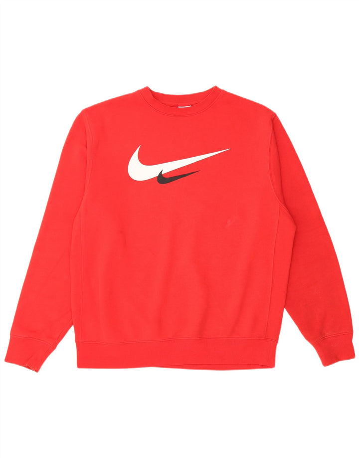 Мужской свитшот с рисунком Nike, хлопковый джемпер среднего красного цвета