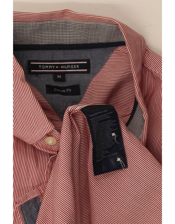 Tommy Hilfiger Мужская рубашка индивидуального кроя, средний красный хлопок в тонкую полоску