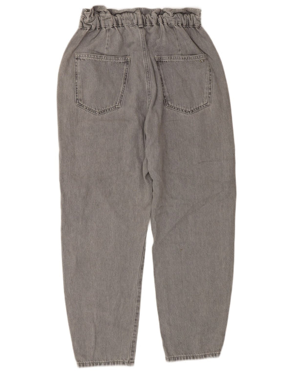 Женские укороченные зауженные джинсы с высокой талией Zara EU 38, маленькие W28 L26, серый хлопок