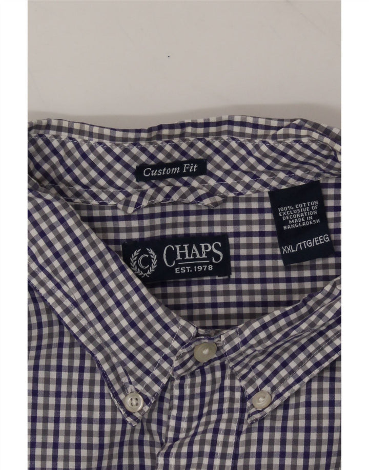 CHAPS Mens Custom Fit Shirt 2XL Blue Gingham Cotton Vintage Chaps and Second-Hand Chaps from Messina Hembry 