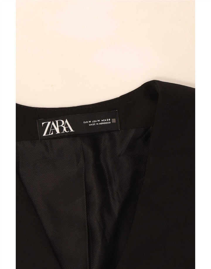 Женский укороченный жилет Zara UK 14, средний черный полиэстер