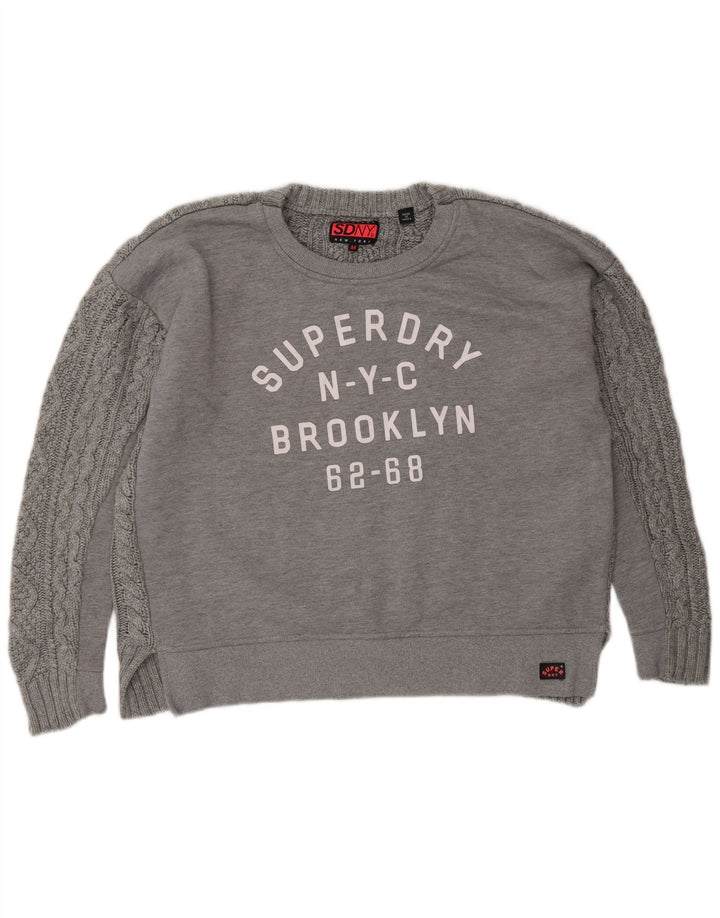 SUPERDRY Женский свитер оверсайз с рисунком UK 14 Средний серый