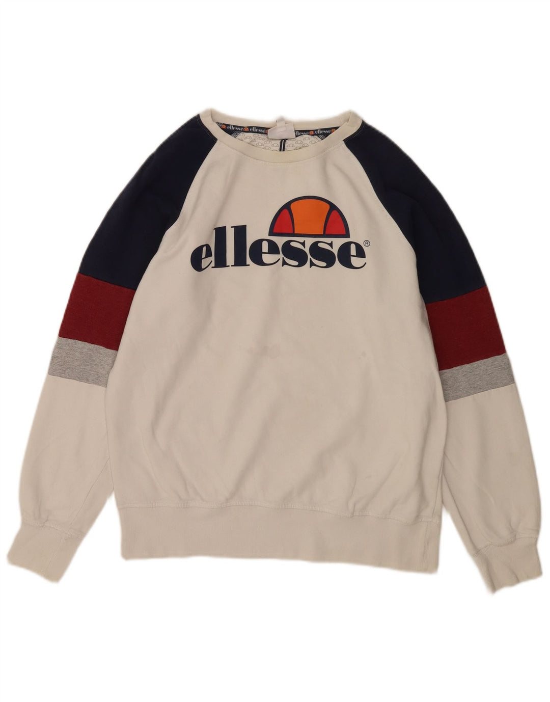 Ellesse Мужской свитшот с графическим рисунком, маленький белый хлопковый джемпер с цветными блоками