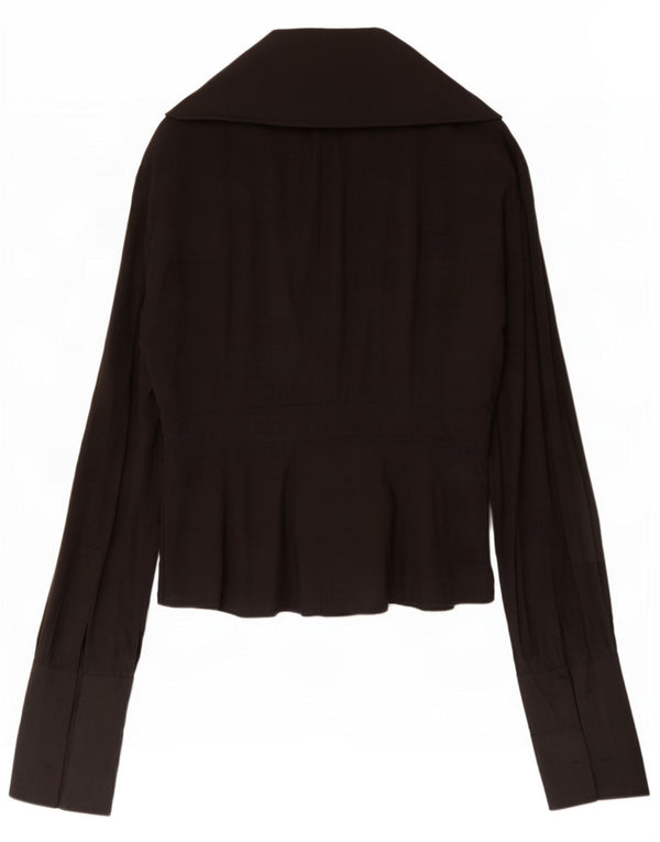 Женская блузка с длинным рукавом Karen Millen Top UK 10, маленький черный полиэстер