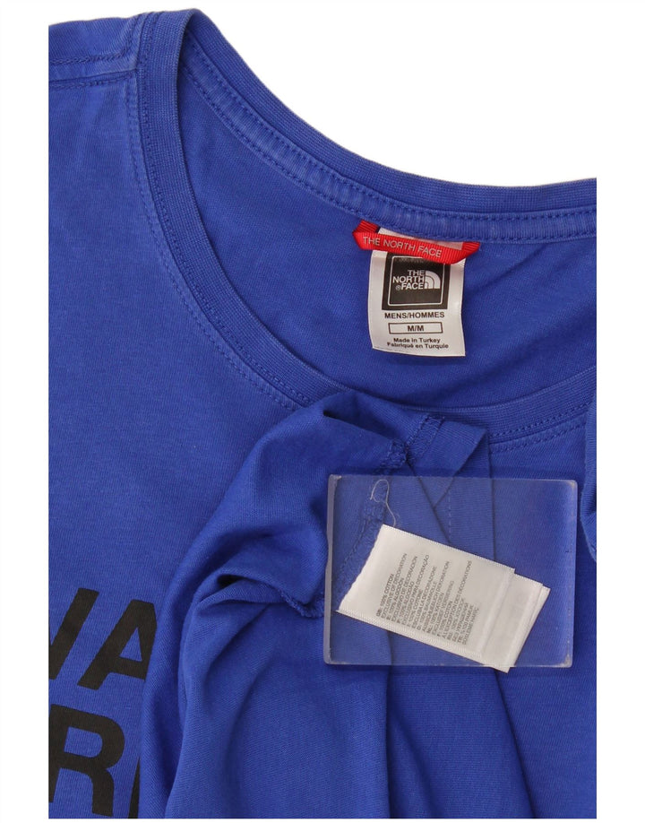 Мужская футболка с рисунком The North Face, хлопковый топ среднего синего цвета