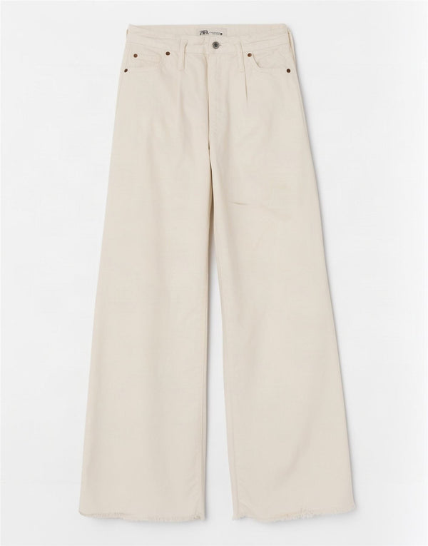 Женские широкие джинсы Zara EU 34 2XS W24 L31, белый хлопок